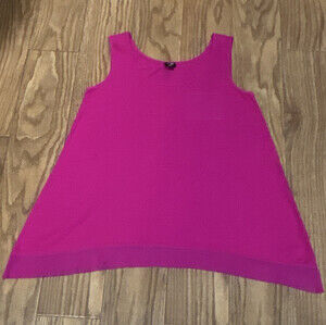 CG Women L Pink Solid Tank Top Sleeveless Round Neck Wide Strap Pocket